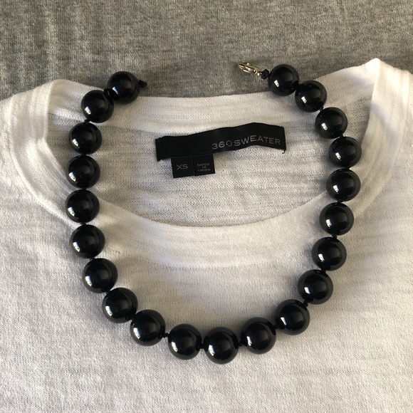 Black Ceramic Beaded Necklace - Picture 6 of 6